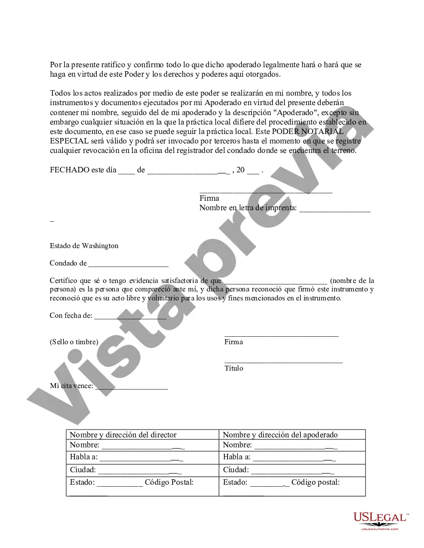 Preview Poder notarial especial o limitado para transacciones de compra de bienes raíces por parte del comprador