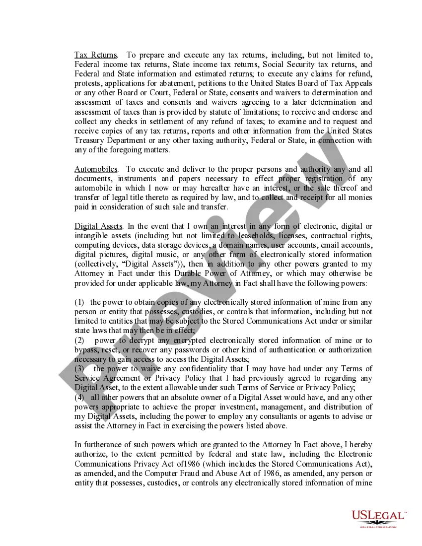 Preview Limited Power of Attorney where you Specify Powers with Sample Powers Included