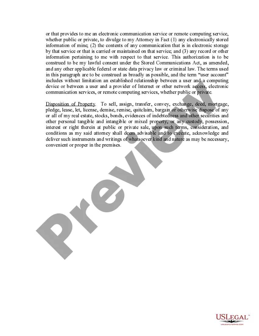 Preview Limited Power of Attorney where you Specify Powers with Sample Powers Included