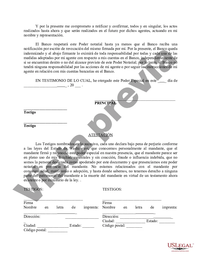 Preview Poder especial duradero para asuntos de cuentas bancarias