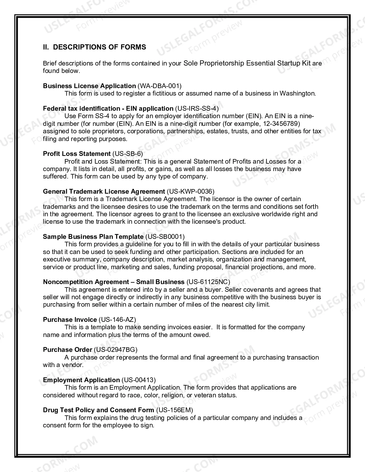 Preview Washington Sole Proprietorship Essential Startup Kit