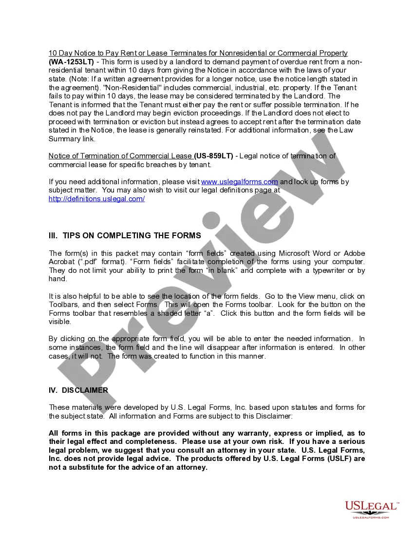 Preview Washington Commercial Lease Package