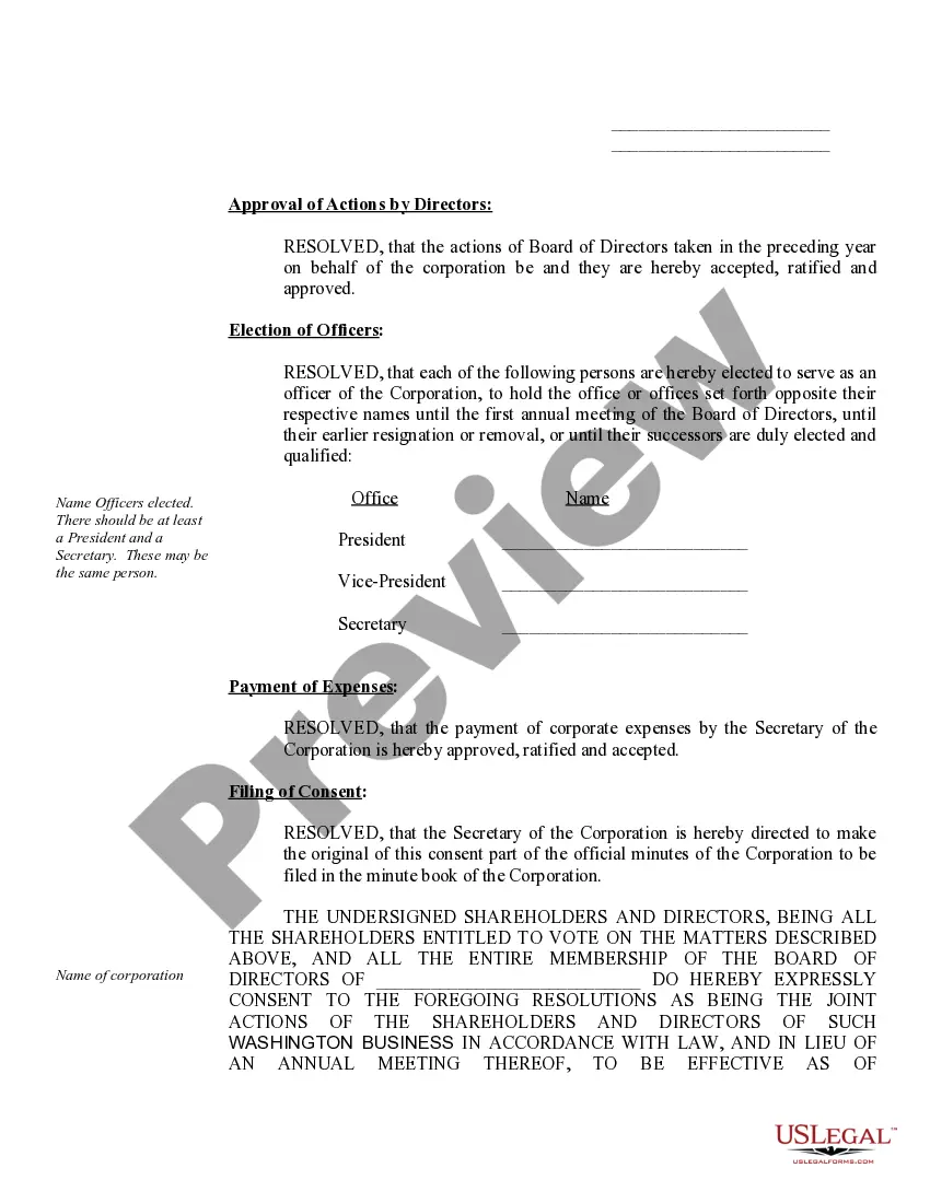 Get Sample Annual Minutes for a Washington Professional Corporation Preview Sample Annual Minutes for a Washington Professional Corporation