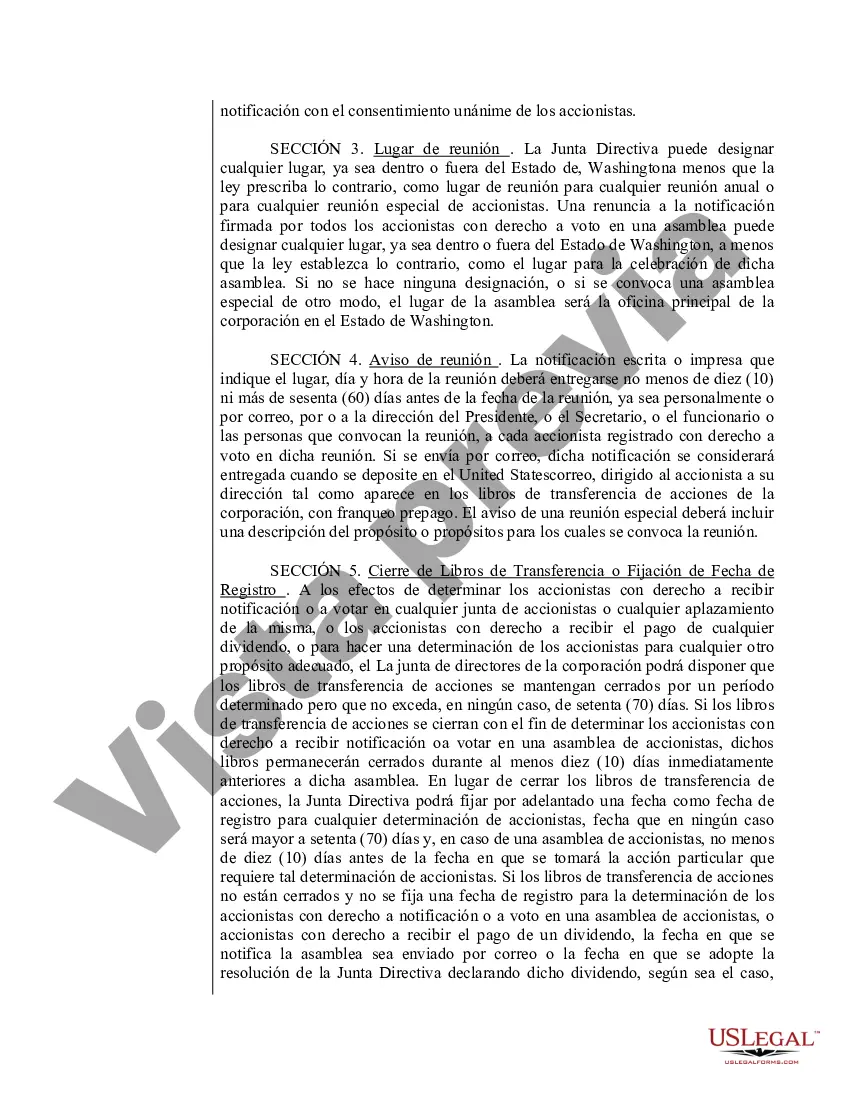 Preview Modelo de estatutos para una corporación profesional de Washington