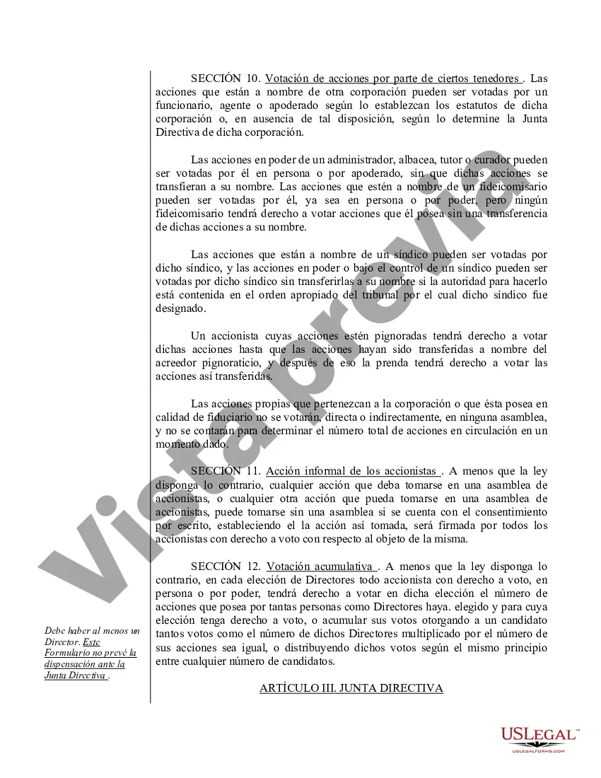 Preview Modelo de estatutos para una corporación profesional de Washington