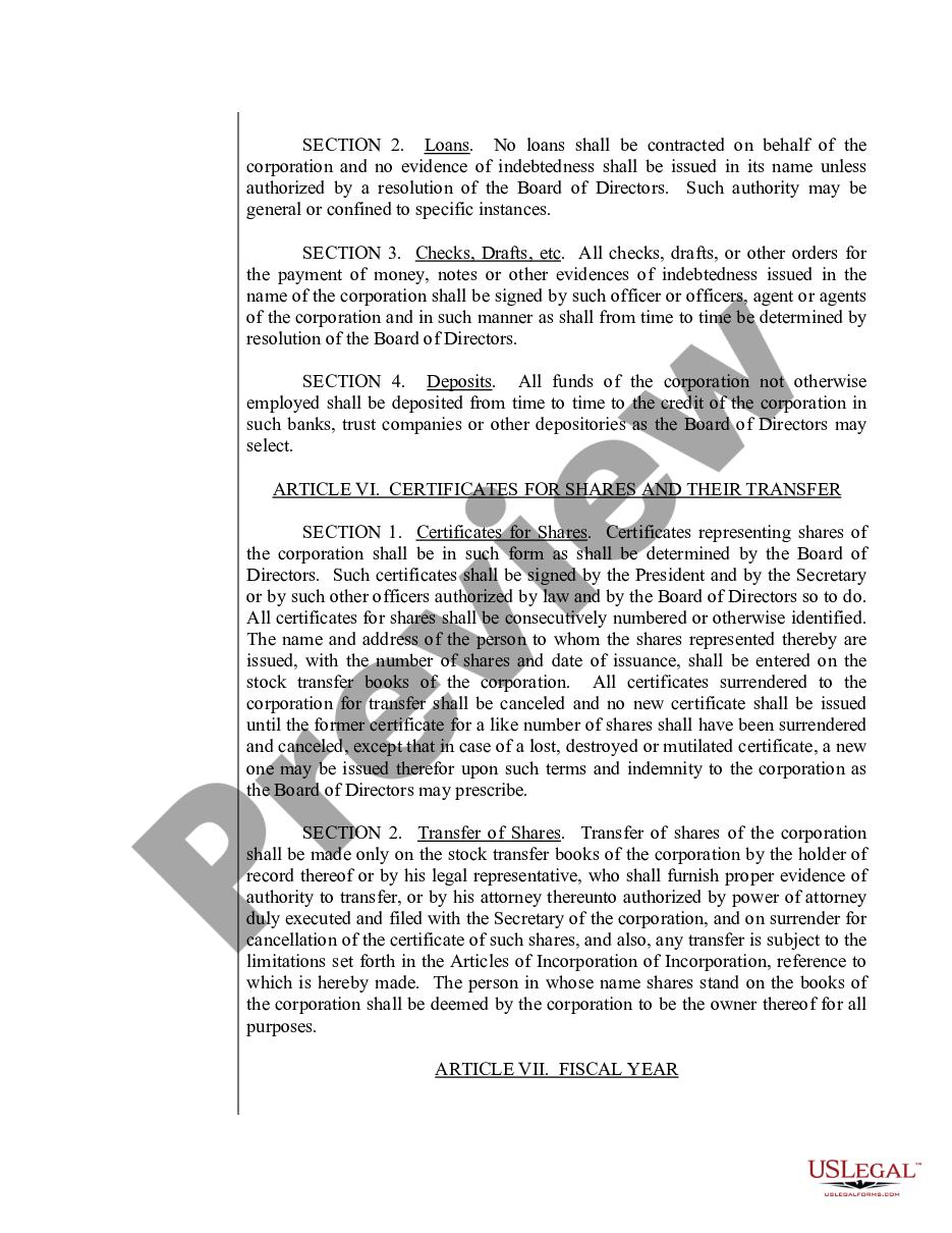 page 8 Sample Bylaws for a Washington Professional Corporation preview
