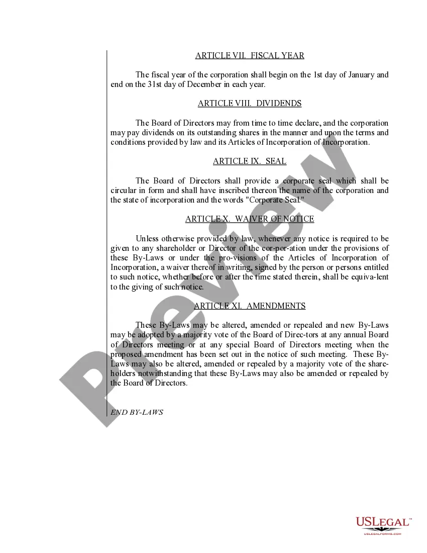Get Sample Bylaws for a Washington Professional Corporation Preview Sample Bylaws for a Washington Professional Corporation