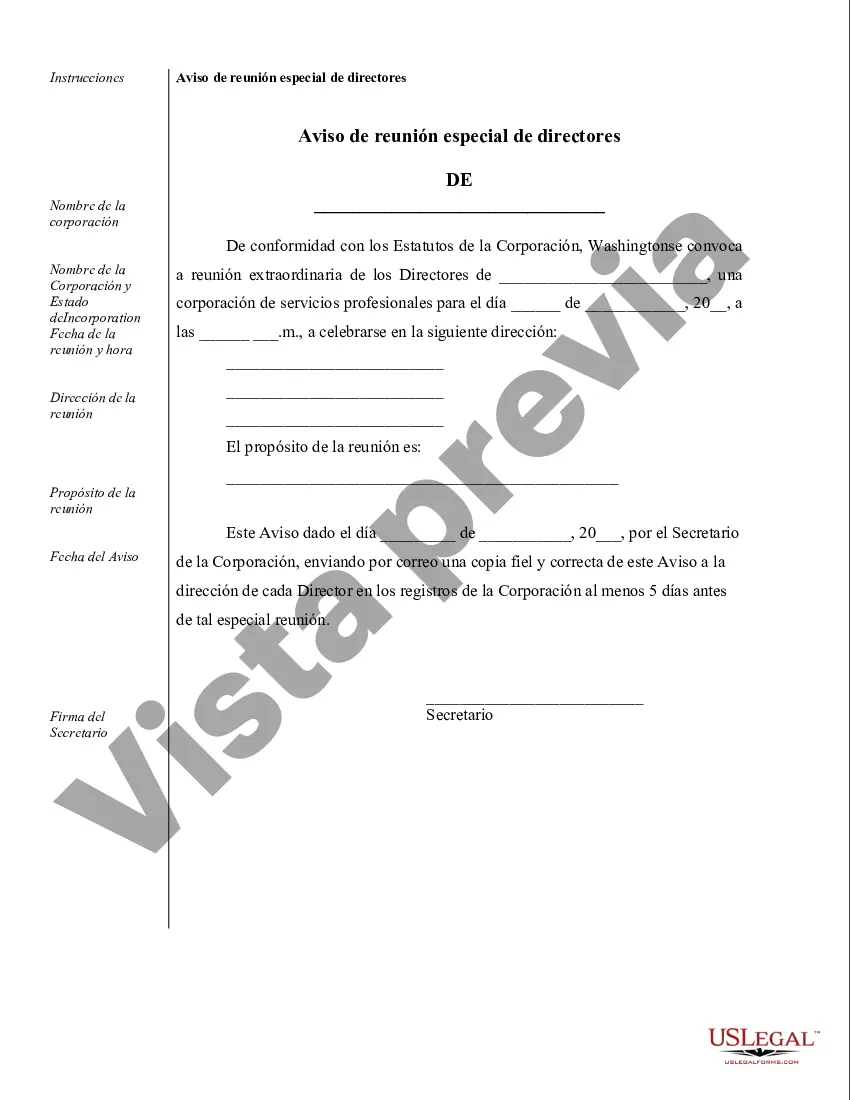 Preview Ejemplos de registros corporativos para una corporación profesional de Washington