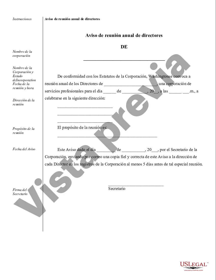 Preview Ejemplos de registros corporativos para una corporación profesional de Washington
