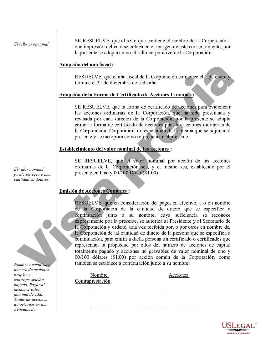 Preview Ejemplo de actas de organización para una corporación profesional de Washington