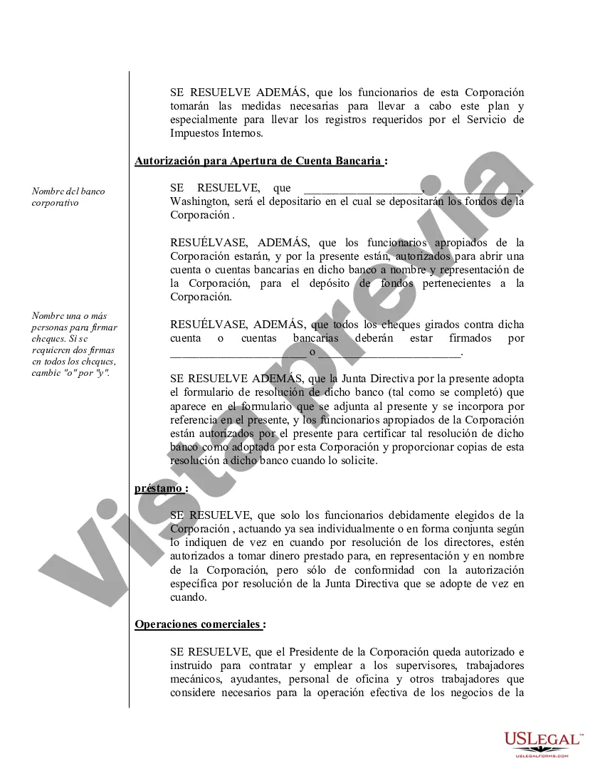 Preview Ejemplo de actas de organización para una corporación profesional de Washington