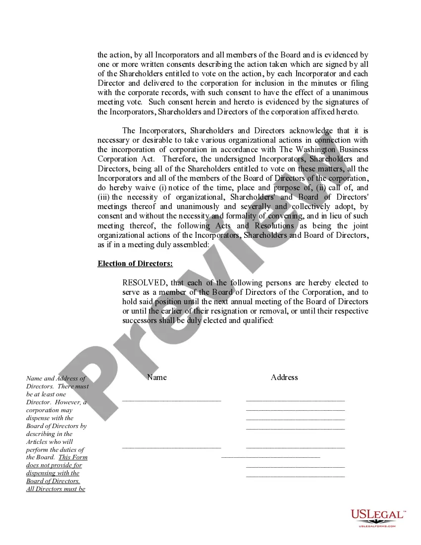 Get Sample Organizational Minutes for a Washington Professional Corporation Preview Sample Organizational Minutes for a Washington Professional Corporation