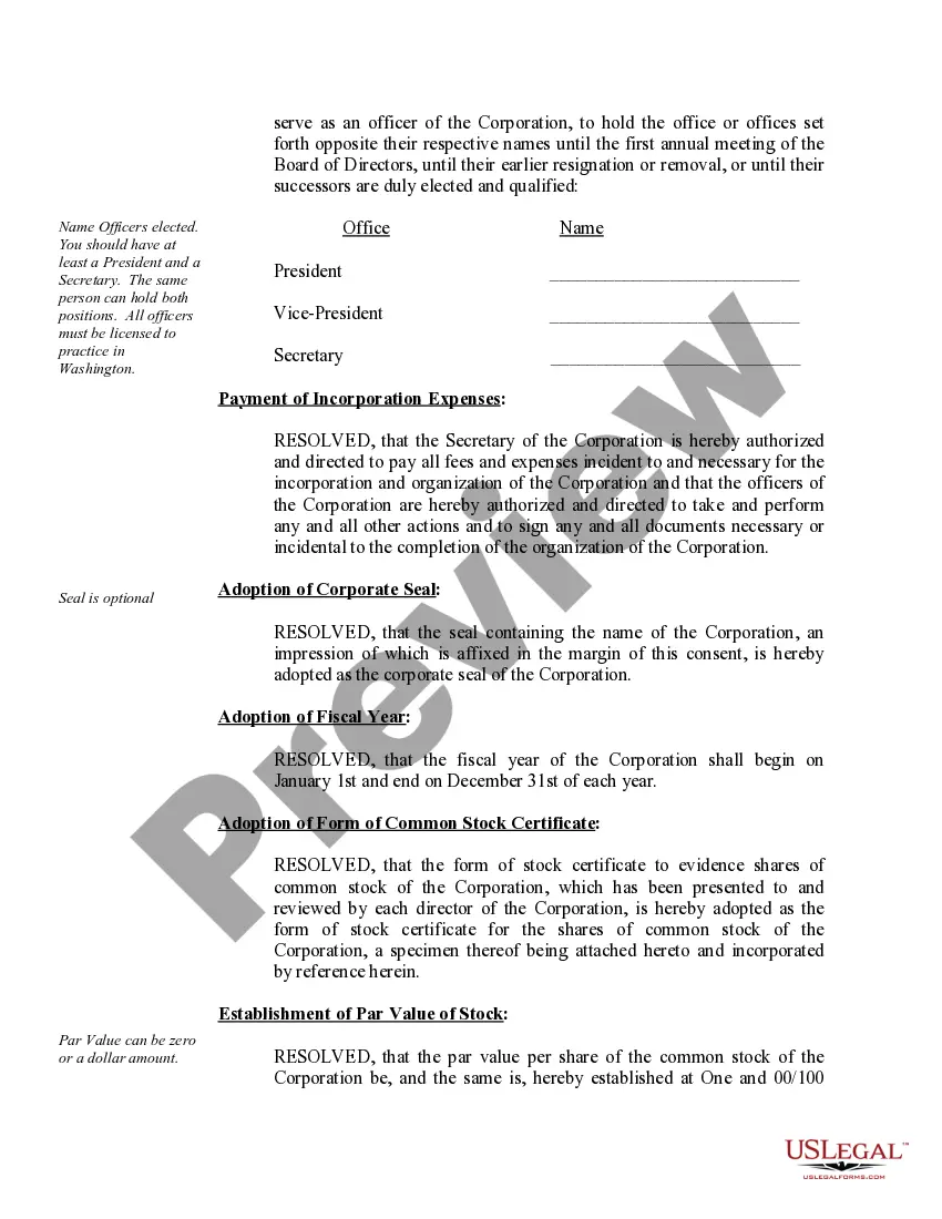 Get Sample Organizational Minutes for a Washington Professional Corporation Preview Sample Organizational Minutes for a Washington Professional Corporation