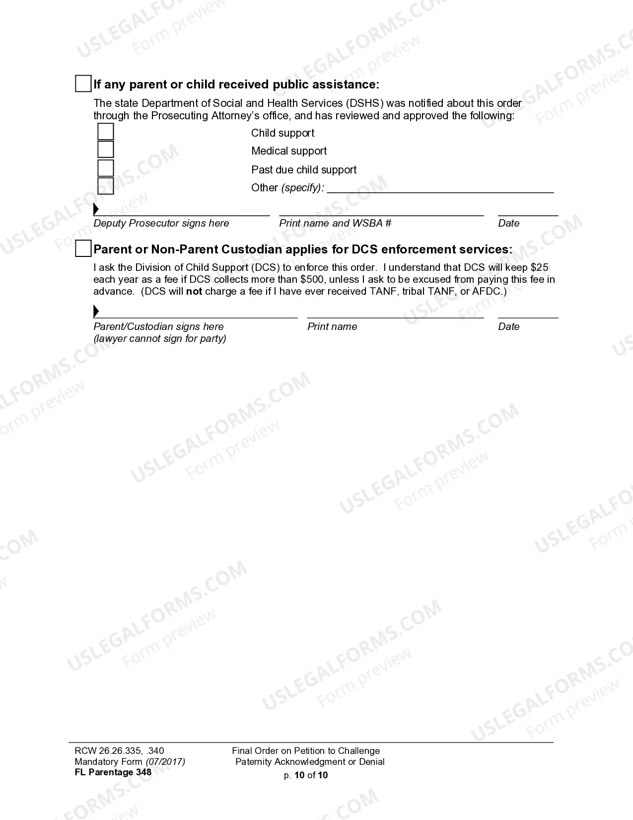 Preview WPF PS 13.0500 - Judgment and Order on Challenge to Acknowledgment of Paternity and Granting Other Relief