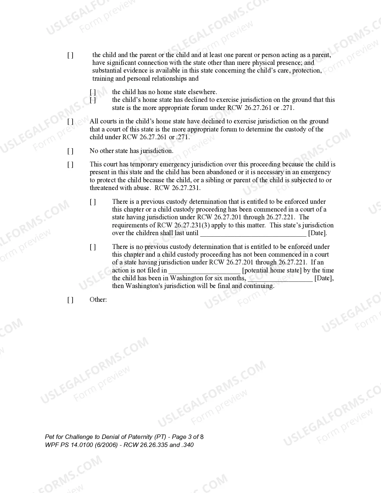 Preview WPF PS 14.0100 - Petition for Challenge to Denial of Paternity