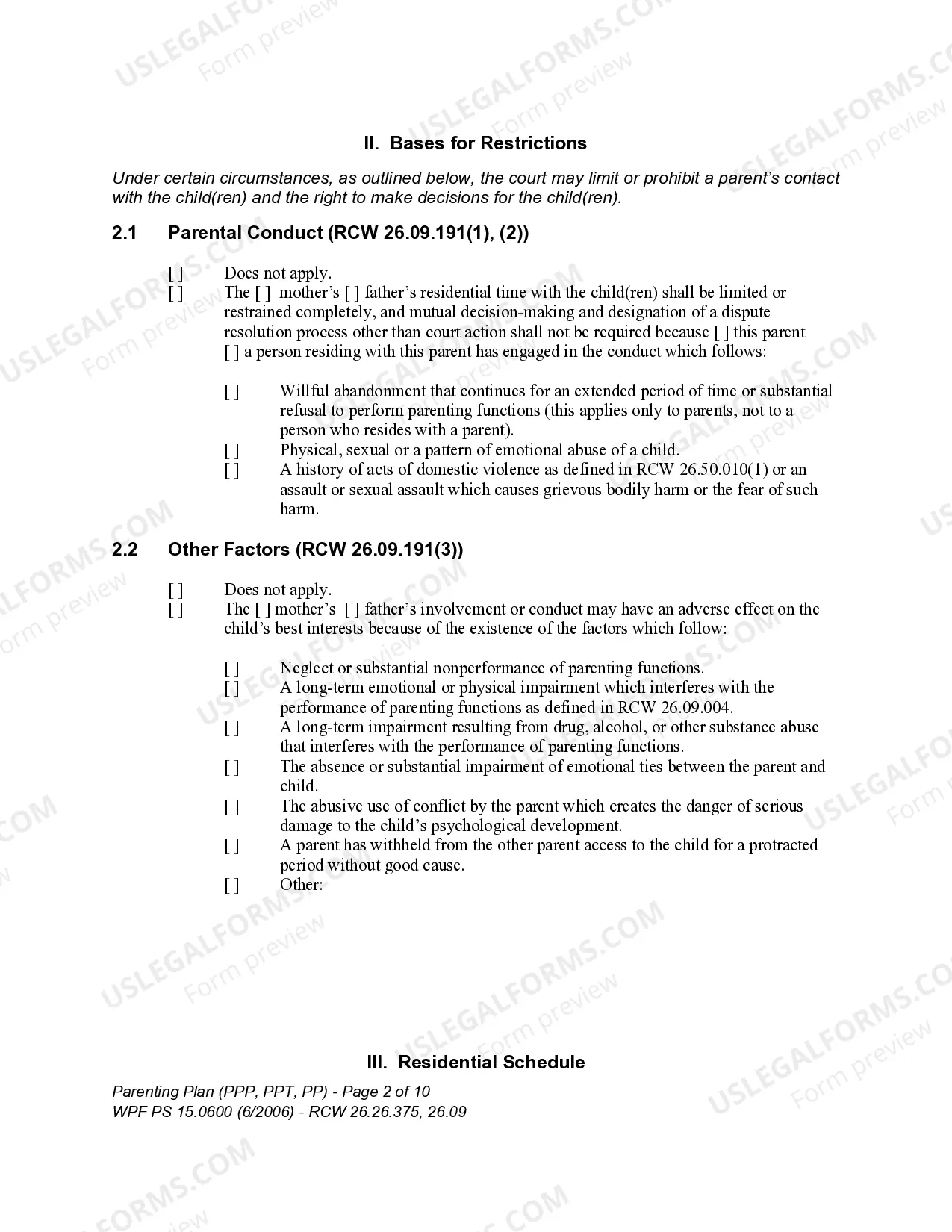 Preview WPF PS 15.0600 - Parenting Plan