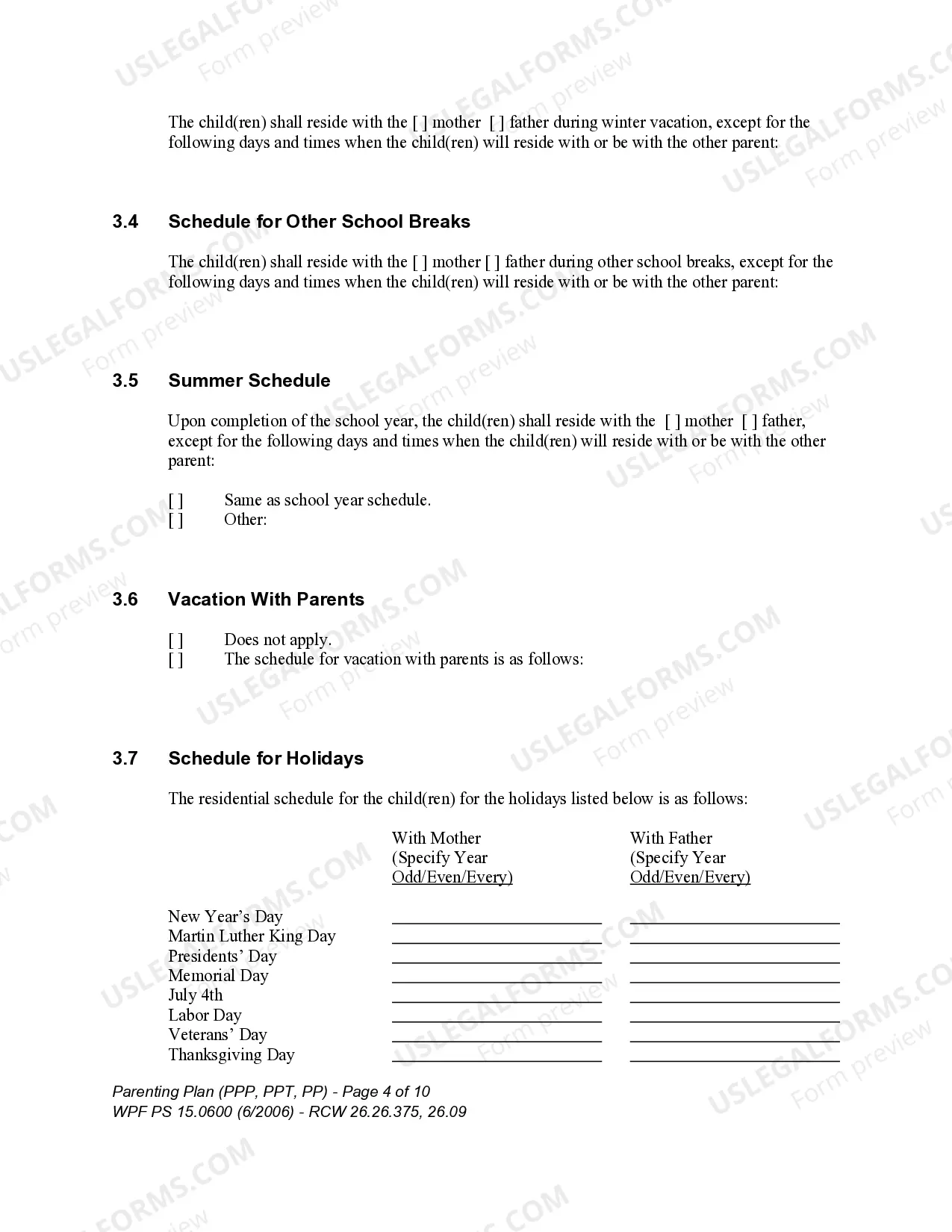 Preview WPF PS 15.0600 - Parenting Plan