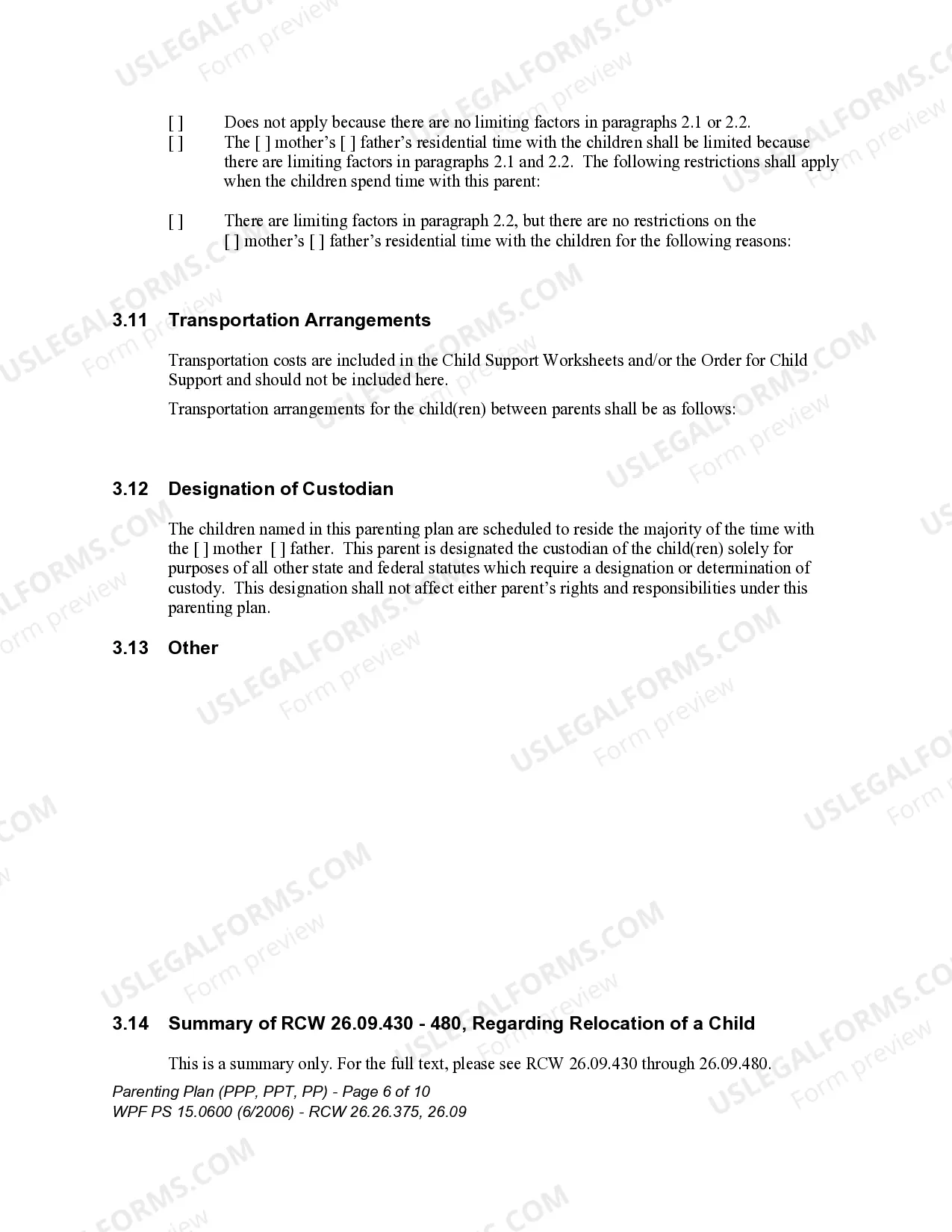 Preview WPF PS 15.0600 - Parenting Plan