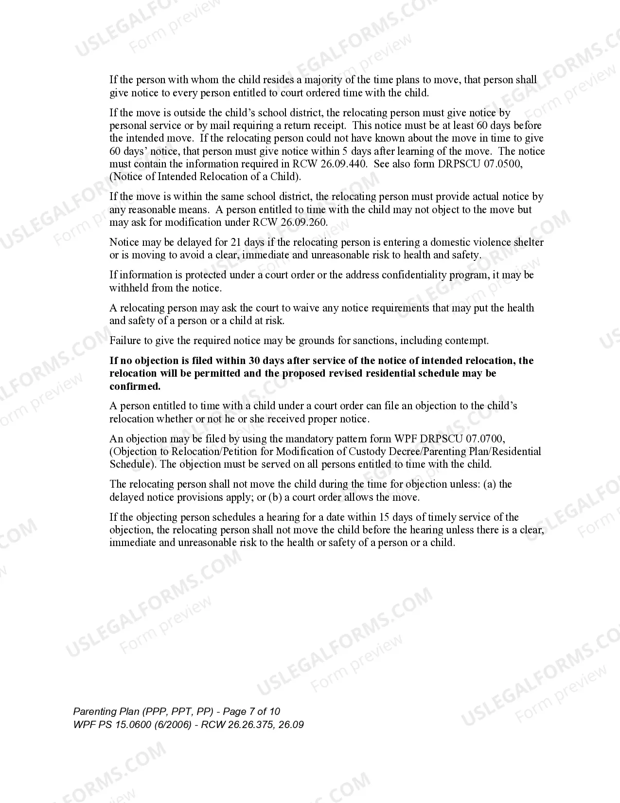 Preview WPF PS 15.0600 - Parenting Plan