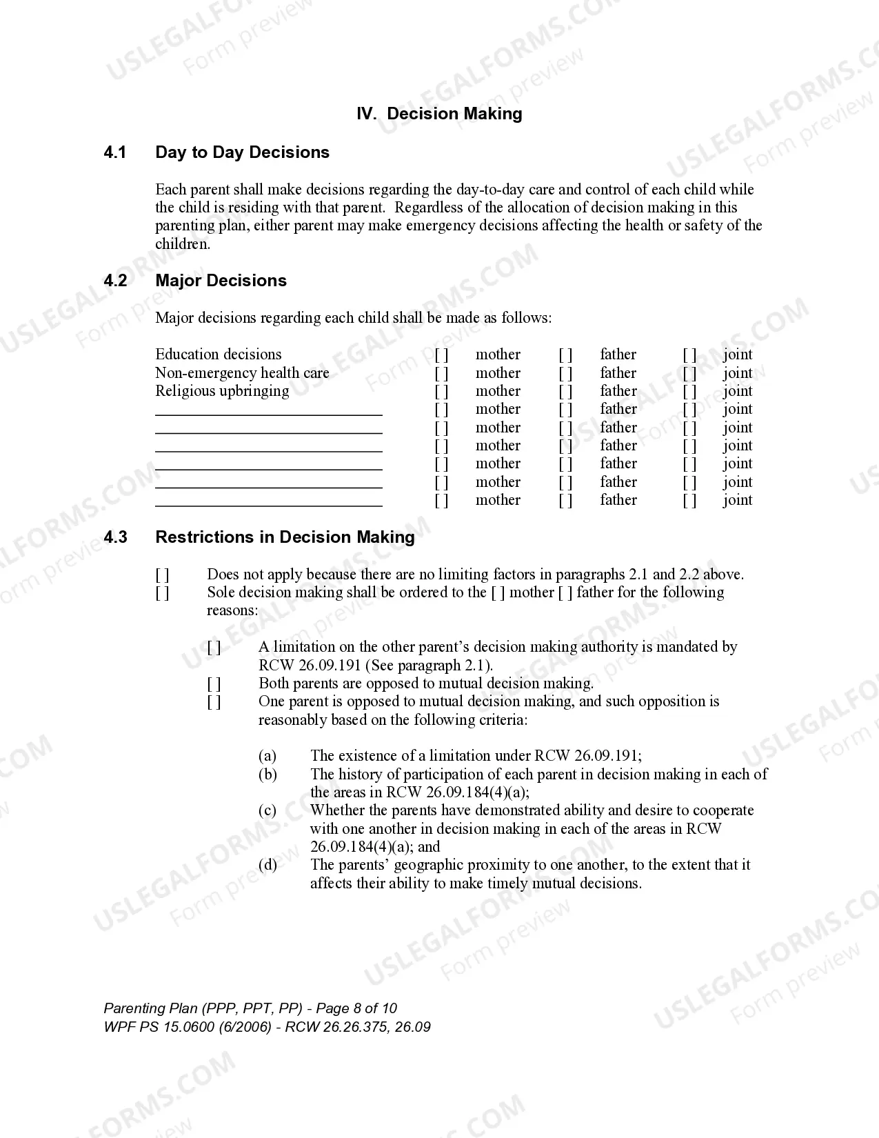 Preview WPF PS 15.0600 - Parenting Plan