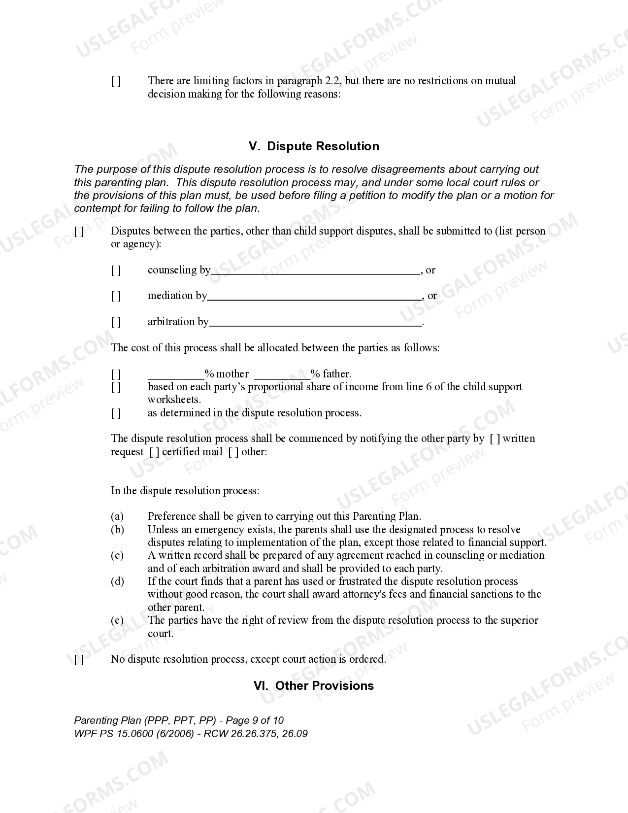 Preview WPF PS 15.0600 - Parenting Plan