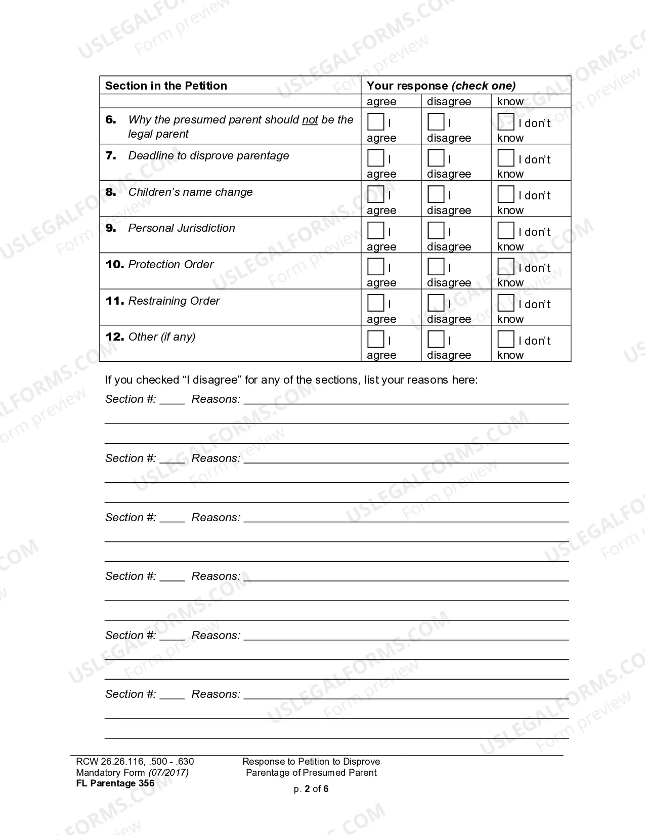 Preview WPF PS 17.0100 - Petition to Disestablish Paternity Based on Presumption