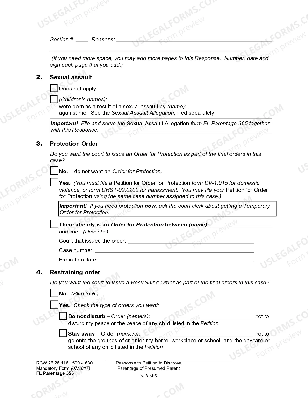 Preview WPF PS 17.0100 - Petition to Disestablish Paternity Based on Presumption