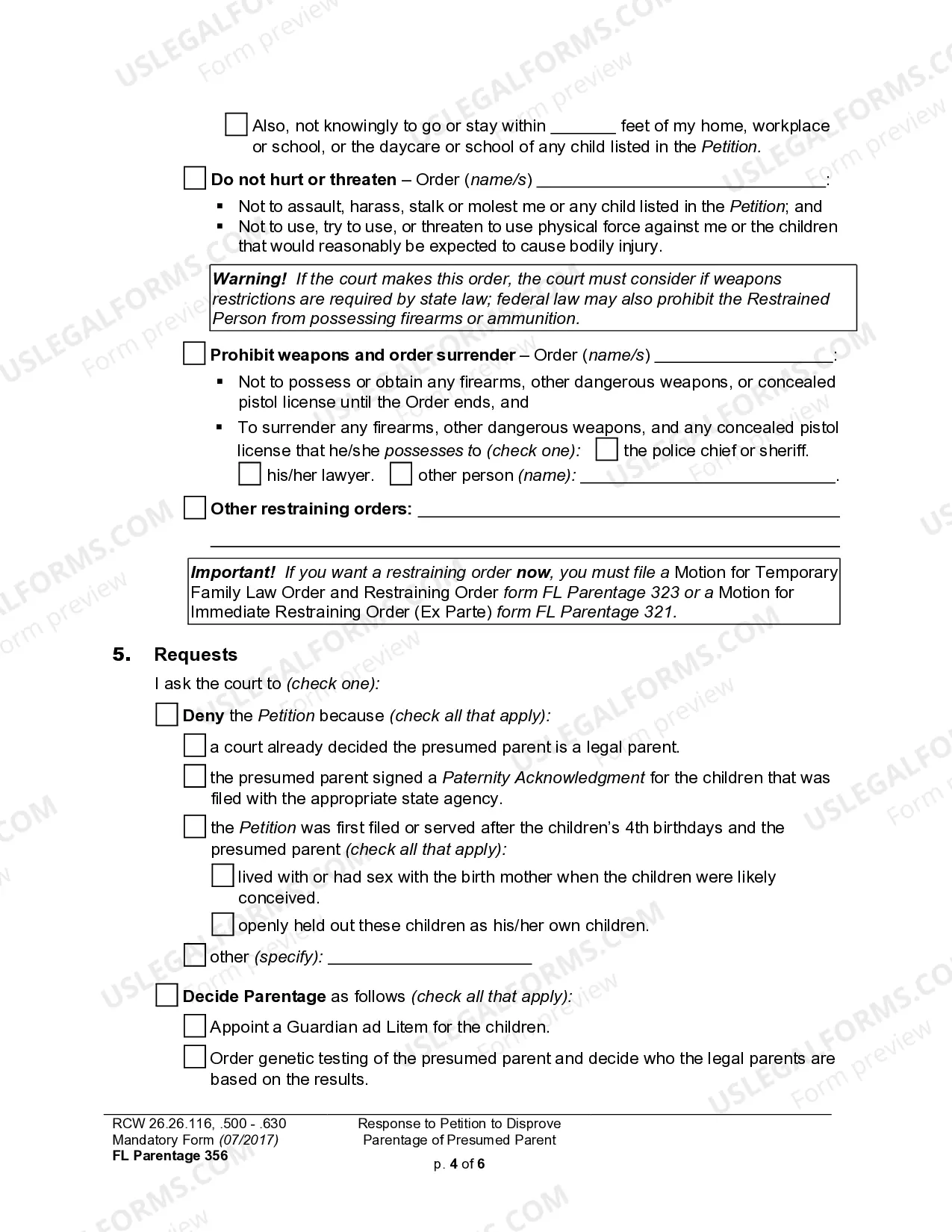 Preview WPF PS 17.0100 - Petition to Disestablish Paternity Based on Presumption