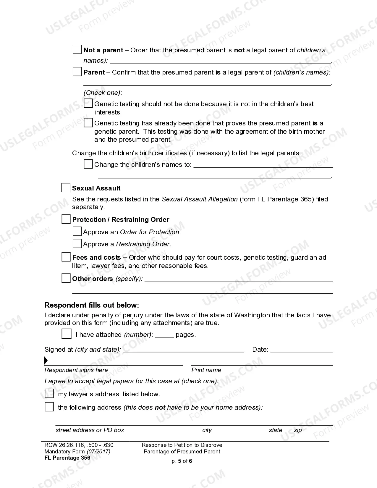 Preview WPF PS 17.0100 - Petition to Disestablish Paternity Based on Presumption