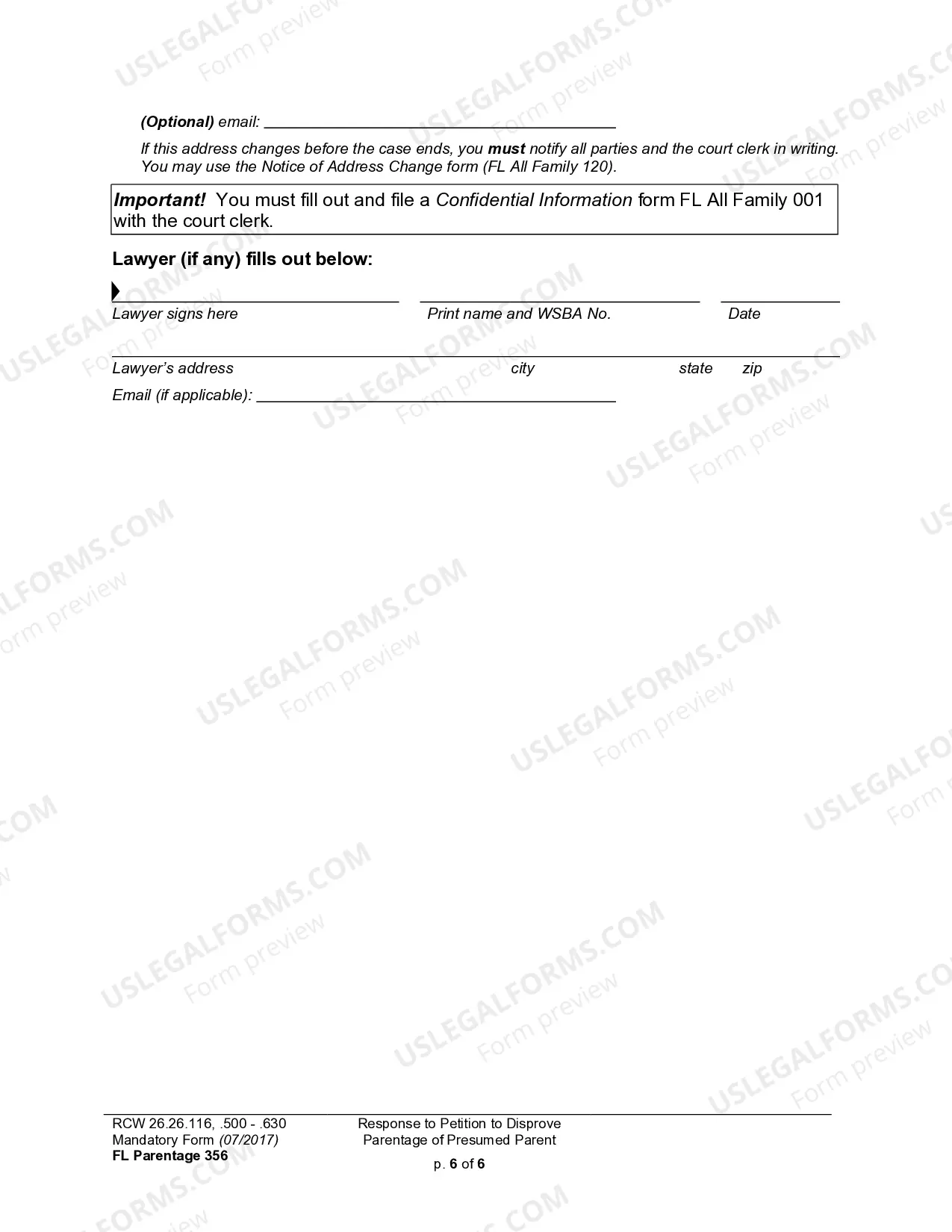 Preview WPF PS 17.0100 - Petition to Disestablish Paternity Based on Presumption