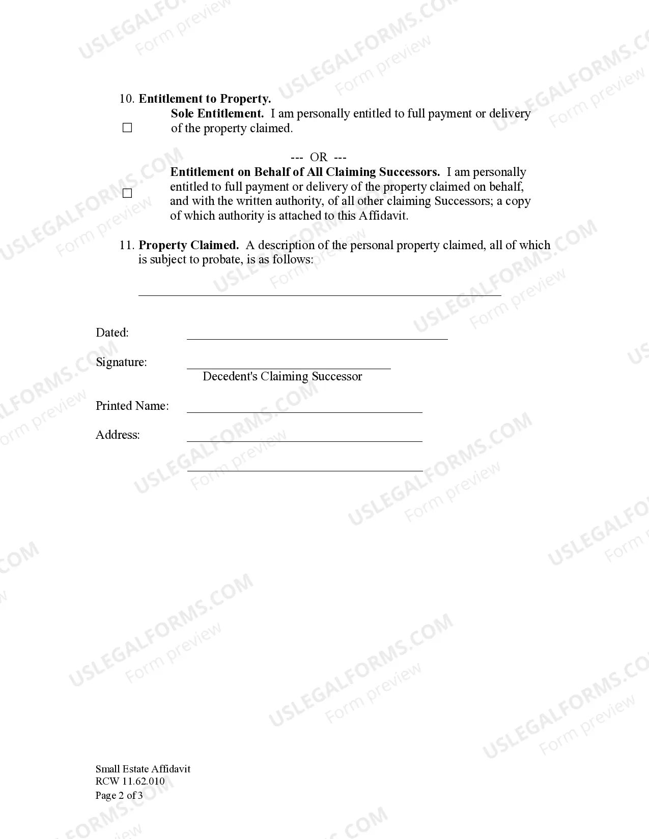 Preview Small Estate Affidavit