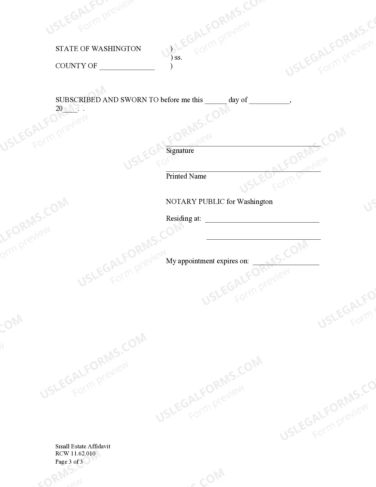 Preview Small Estate Affidavit