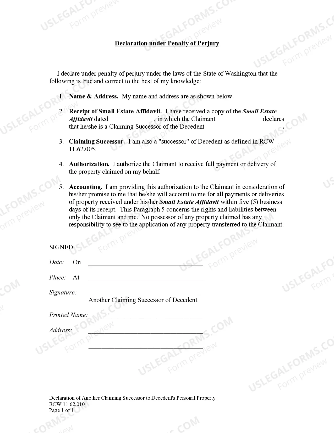 Preview Small Estate Affidavit