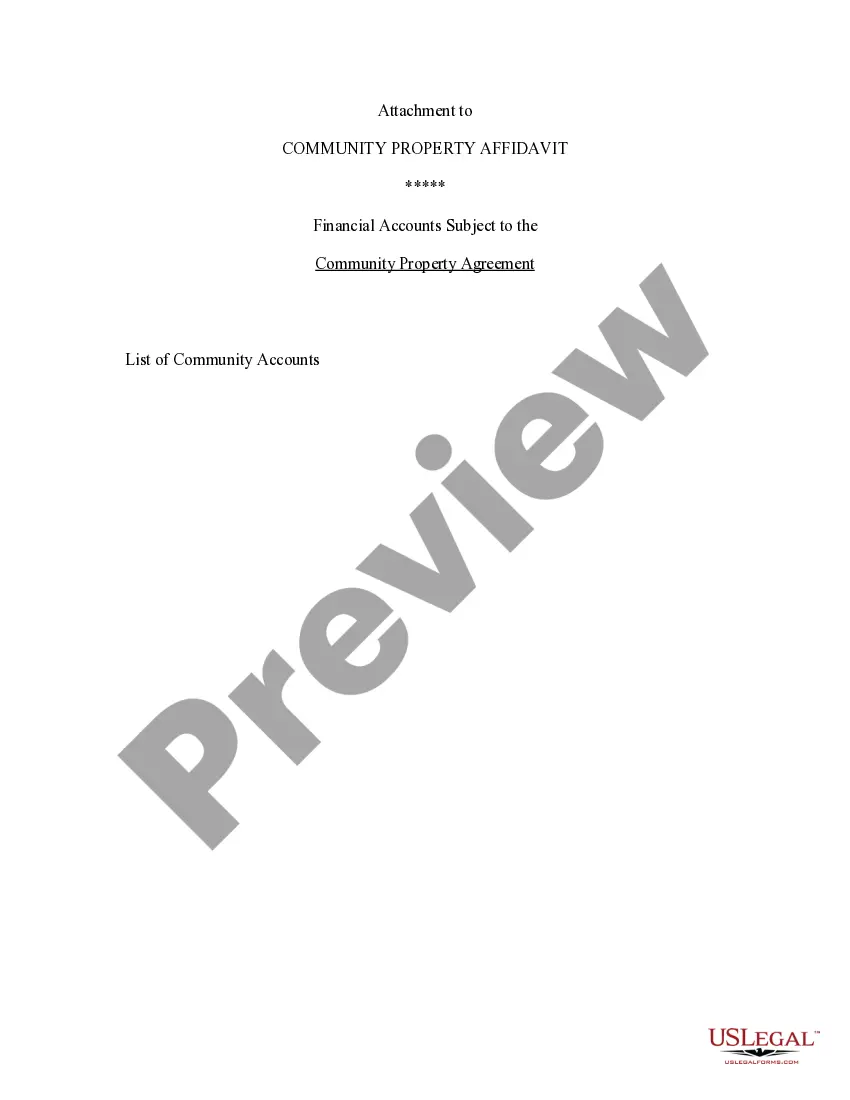 Preview Community Property Affidavit Re Financial Accounts