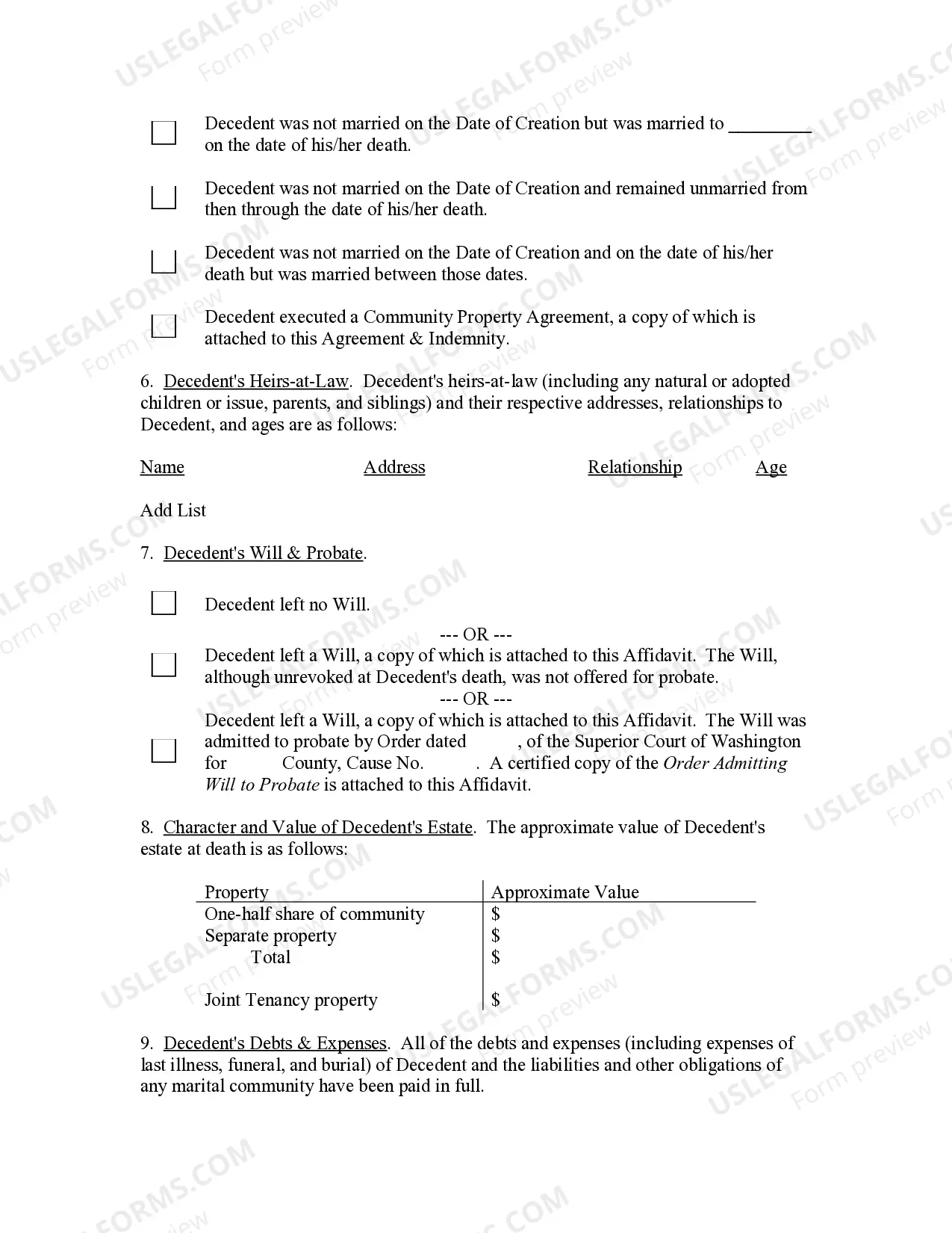 Preview Lack of Probate" Affidavit- Joint Tenancy