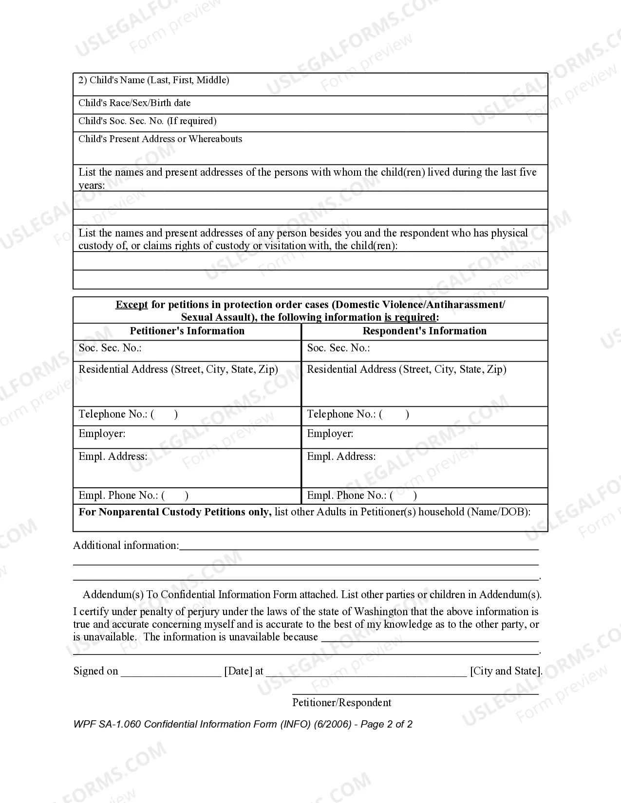 Preview SA 1.060 - Confidential Information Form
