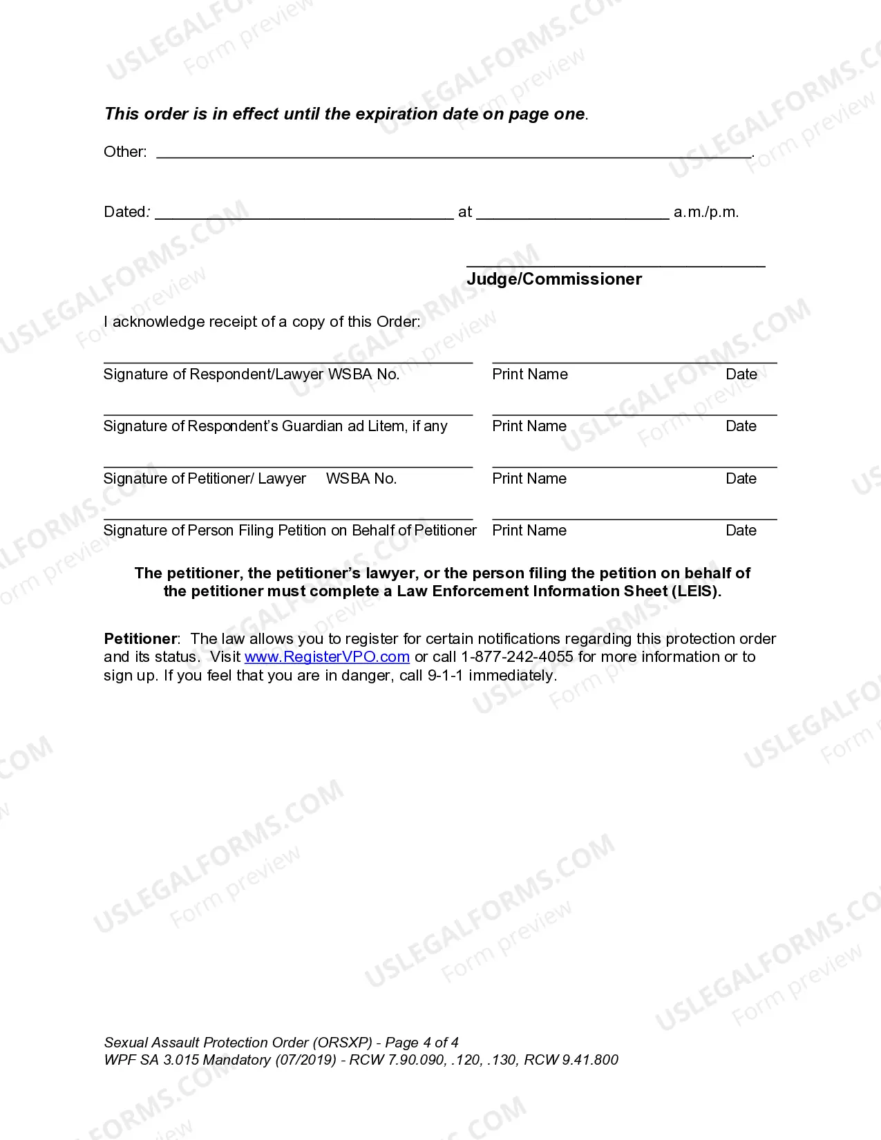 Preview SA 3.015 - Sexual Assault Protection Order