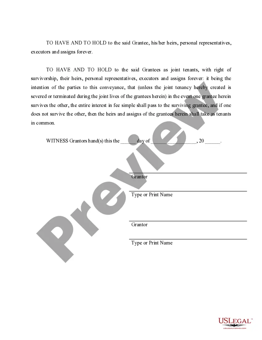 Preview Warranty Deed for Husband and Wife Converting Property from Tenants in Common to Joint Tenancy