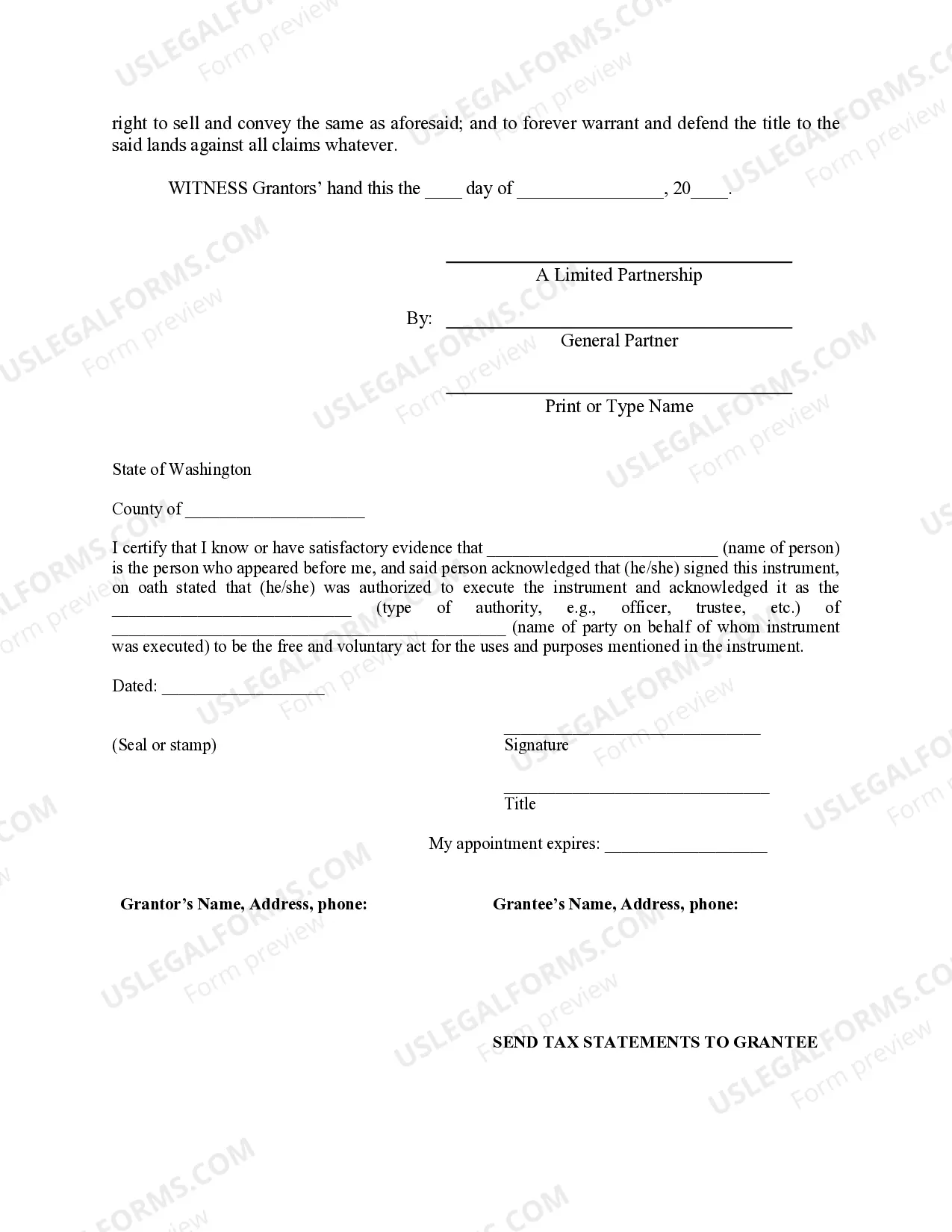 Preview Warranty Deed for Limited Partnership to Limited Partnership