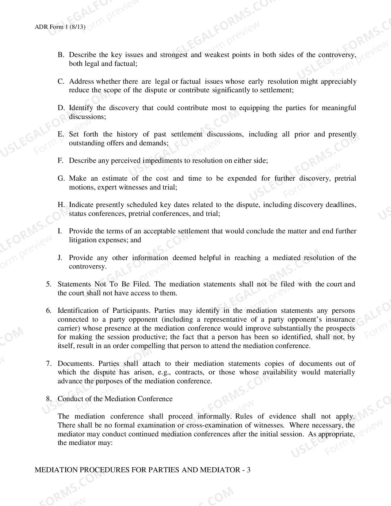 Preview Mediation Procedures for Parties and Mediator