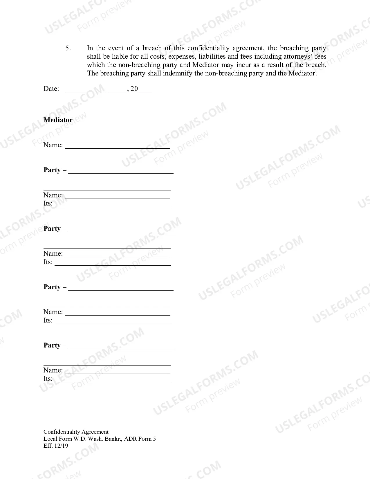 Preview Confidentiality Agreement