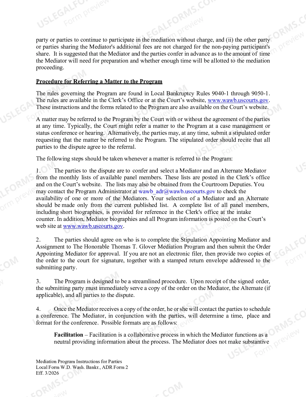 Preview Mediation Program Instructions for Parties