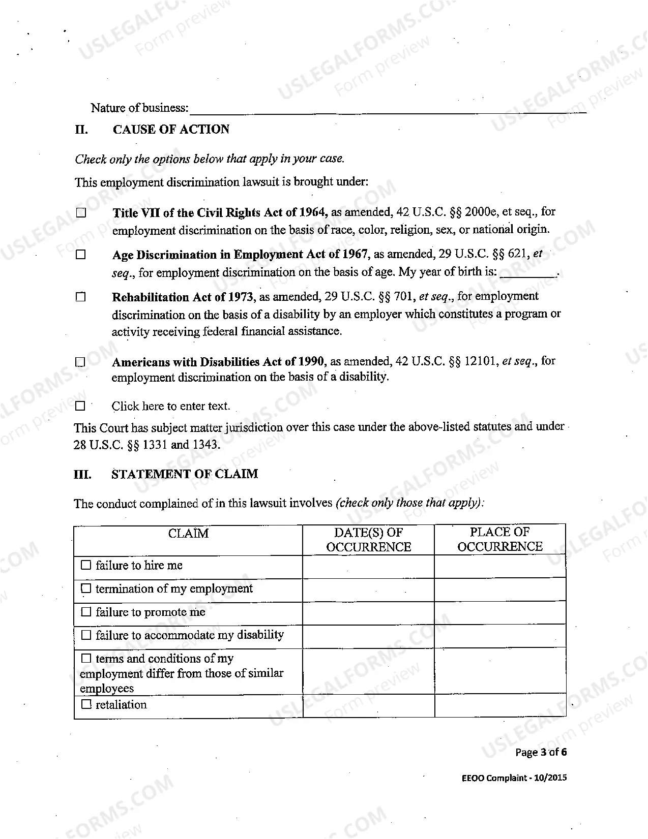 Preview Complaint - EEOO - (pro se)
