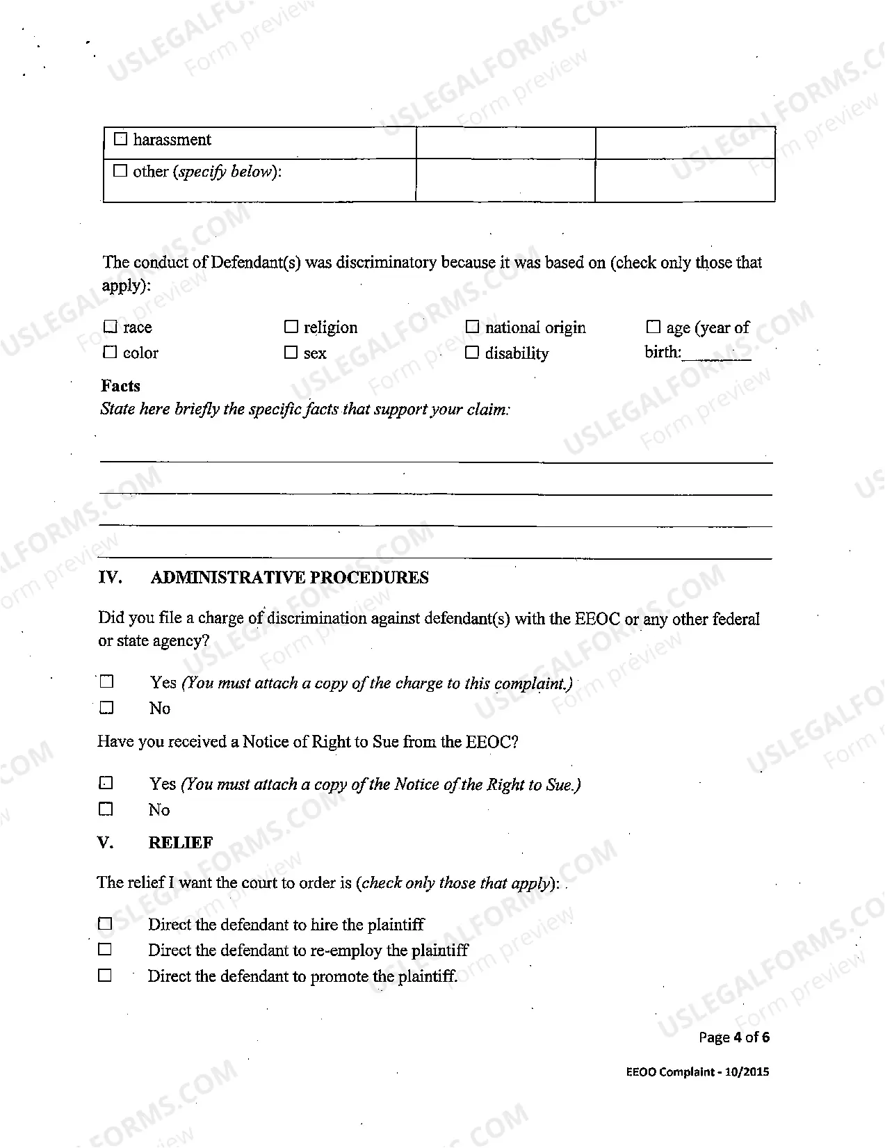 Preview Complaint - EEOO - (pro se)