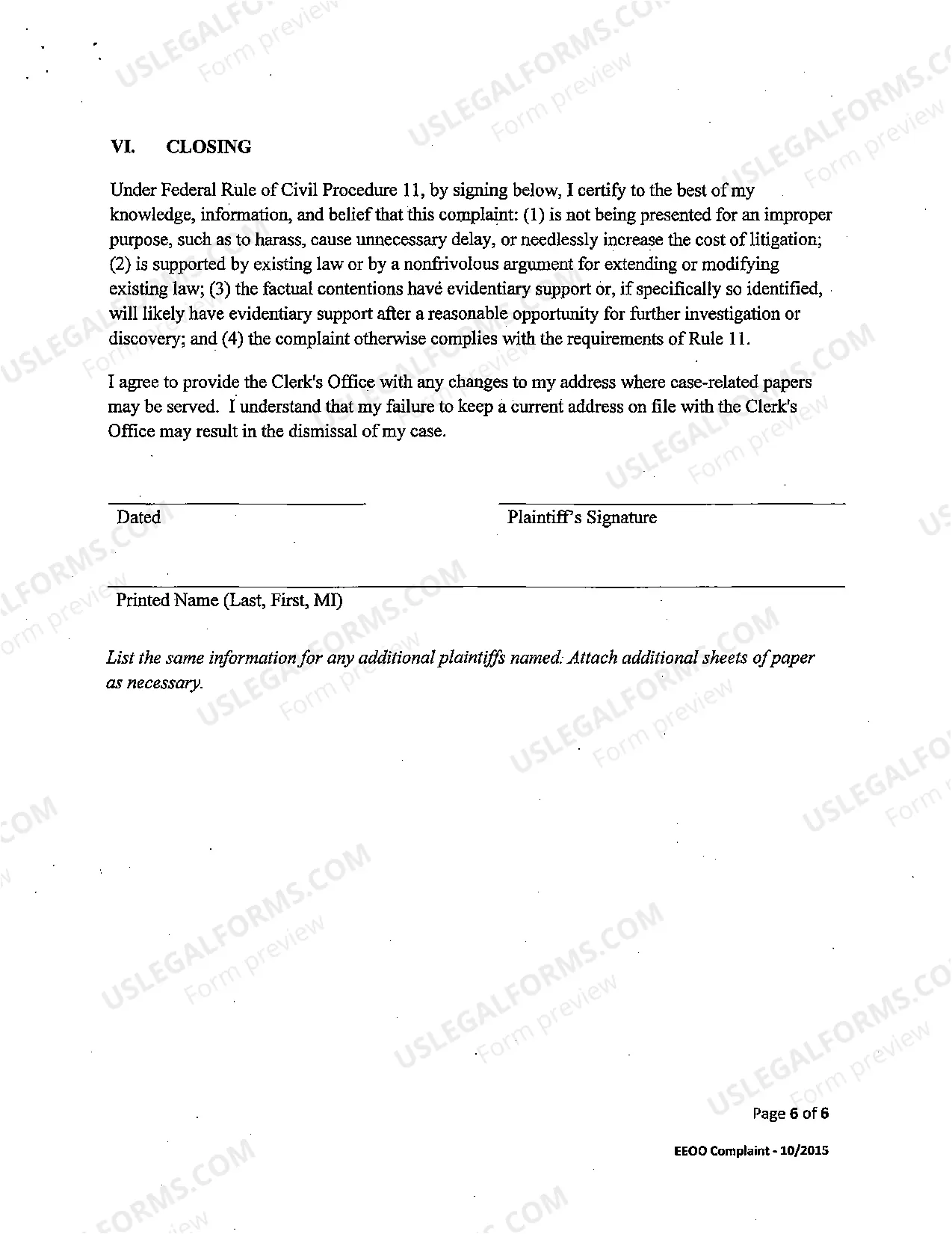 Preview Complaint - EEOO - (pro se)