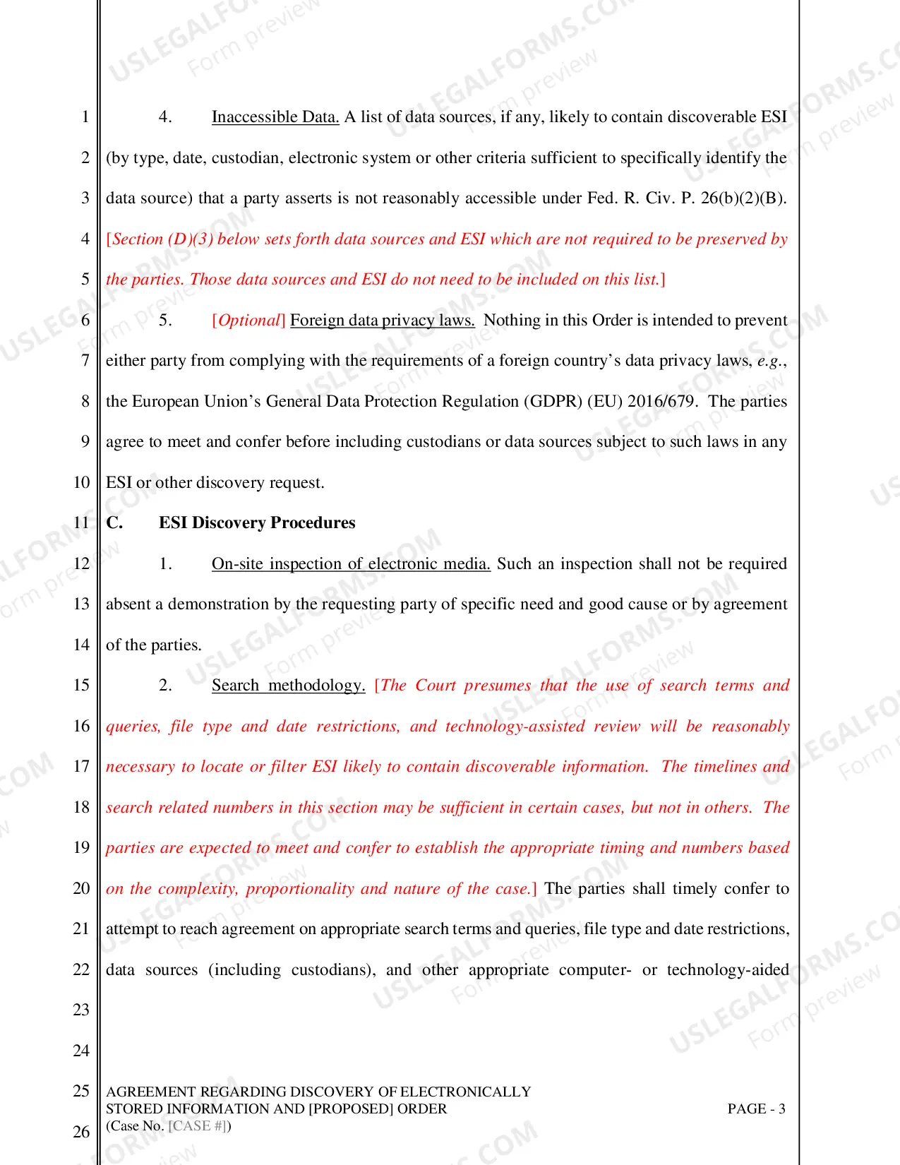 Preview Agreement Regarding Discovery of Electronically Stored Information