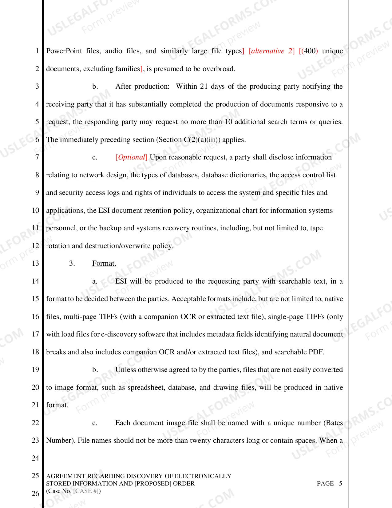 Preview Agreement Regarding Discovery of Electronically Stored Information
