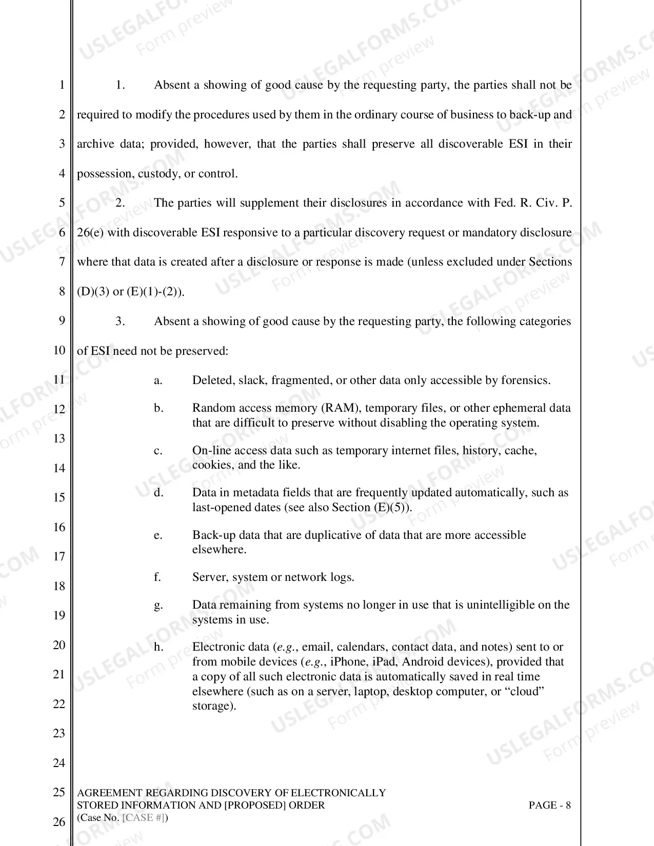 Preview Agreement Regarding Discovery of Electronically Stored Information