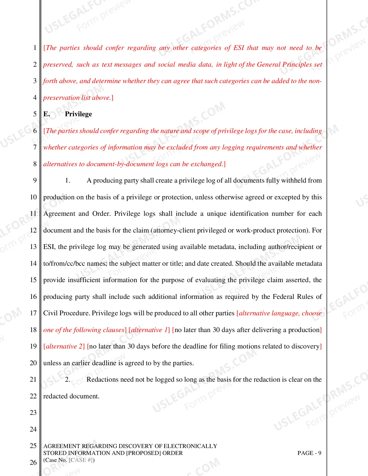 Preview Agreement Regarding Discovery of Electronically Stored Information