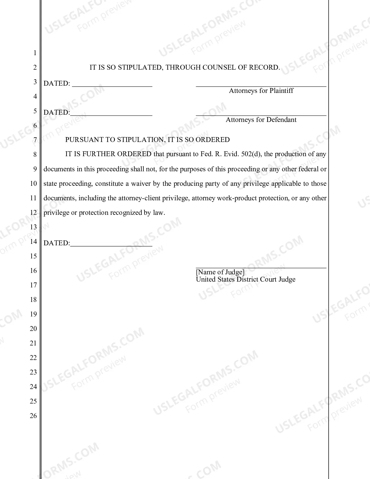 Preview Model Stipulated Protective Order